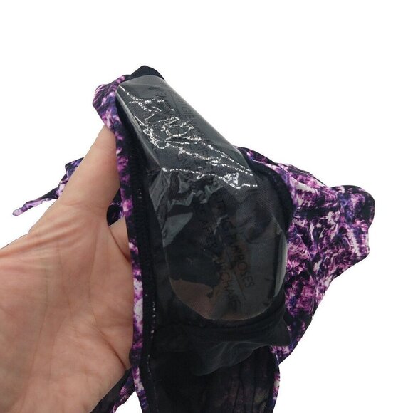 Torrid Swim Bikini Bottom Plus Size 1X New Purple Black Print Ruched Slimming - Picture 4 of 7